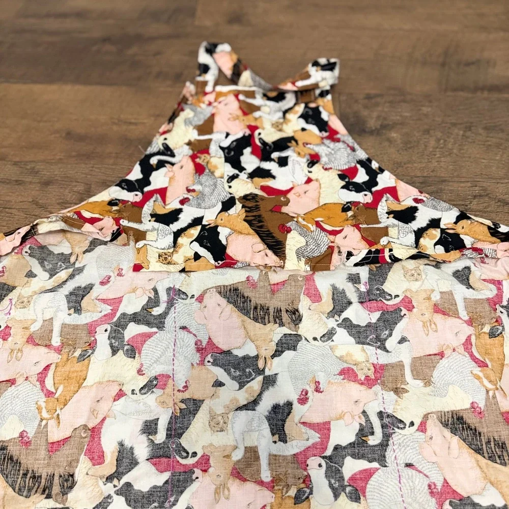 Handmade‎ Farm Animal Print Apron Multicolor with Purple Thread